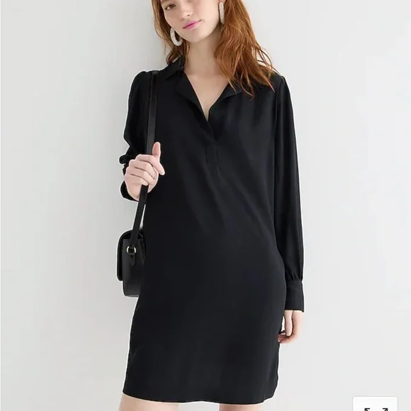 J.Crew Long-sleeve shift dress in crepe